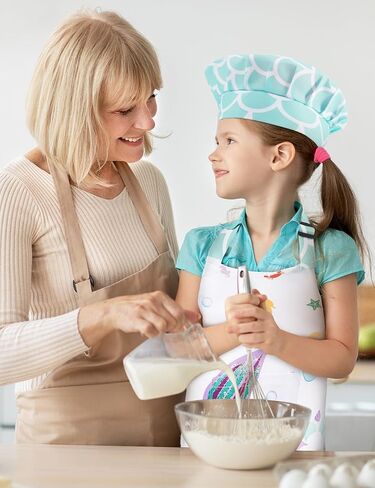 WERNNSAI Kids Aprons Chef Hat Set Boys Girls Art Aprons Set Child Painting Art Smock Cooking Gardening Painting Smock in Saudi Arabia