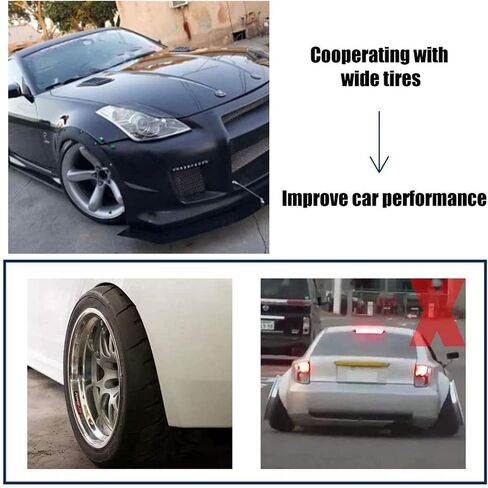 RULLINE Universal Fender Flares مشاعل الحاجز الأمامي والخلفي فوق أقواس عجلات الجسم العريضة 4 قطع 2 بوصة (50 مم) in Saudi Arabia