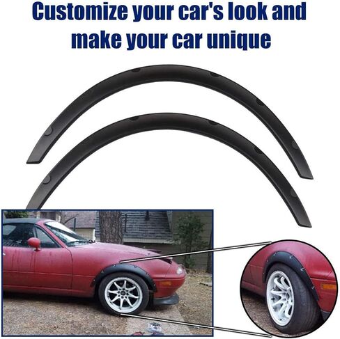 RULLINE Universal Fender Flares مشاعل الحاجز الأمامي والخلفي فوق أقواس عجلات الجسم العريضة 4 قطع 2 بوصة (50 مم) in Saudi Arabia