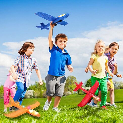 3 Pack Airplane Launcher Toy, 12.6" Foam Glider Led Plane, 2 Flight Mode Catapult Plane for Kids Outdoor Sport Flying Toys Gifts for 3 4 5 6 7 8 9 10 12 Year Old Boys Girls in Kuwait