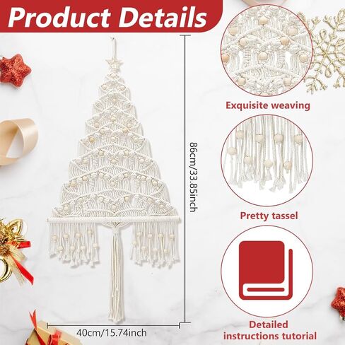 ACRNIGHEET DIY Macrame Christmas Tree Handmade Woven Macrame Wall Hanging Kit Easy Macrame Kits for Adults Beginners Macrame DIY Hanging Ornaments DIY Handmade Christmas Tree with Instructions in Saudi Arabia