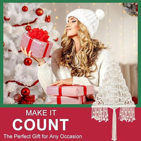 ACRNIGHEET DIY Macrame Christmas Tree Handmade Woven Macrame Wall Hanging Kit Easy Macrame Kits for Adults Beginners Macrame DIY Hanging Ornaments DIY Handmade Christmas Tree with Instructions in Saudi Arabia
