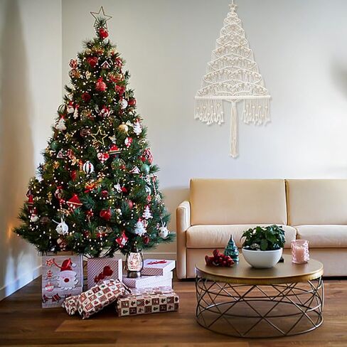ACRNIGHEET DIY Macrame Christmas Tree Handmade Woven Macrame Wall Hanging Kit Easy Macrame Kits for Adults Beginners Macrame DIY Hanging Ornaments DIY Handmade Christmas Tree with Instructions in Saudi Arabia