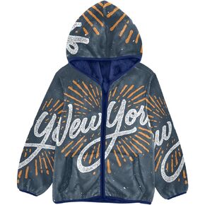 Aflyko Boys Fleece Coat Blue Zip-Up Hoodie Girls Outerwear Kids Hooded Jacket 3-10T