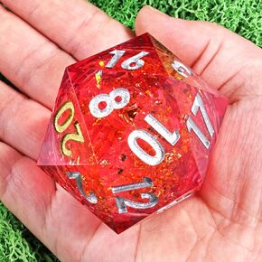 Mini Planet 50mm CHONK D20 D&D Dice with Dragon Eye Inclusions for Tabletop Role Playing Game Dungeons and Dragons Polyhedral D20 Handcrafted Resin D20 for Collection and Gift (Dragon Eye Dice 5)