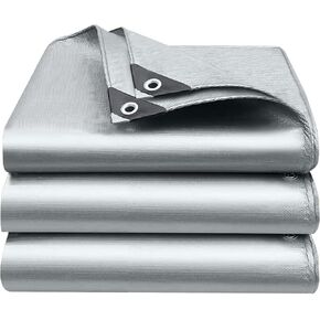 Tarps Heavy Duty Waterproof - 6x8FT Plastic Tarps with Grommets 12 Mil Silver Thick Protective Tarpaulin Covers for Outdoor Under Tent Camping Boat Patio Pool RV Pool