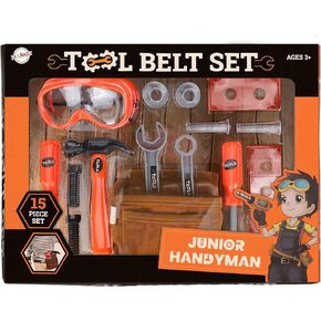 Kids Tool Belt Set - Adjustable Toddler Tool Belt to Pretend Construction, 15pc Durable Kids Toy Tool Set for Learning, Tool Toys for Ages 3+