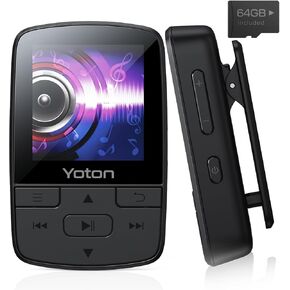 YOTON MP3 Player with Bluetooth 5.2, 32GB Mini HiFi-Music Player with Sports Clip, Portable MP3 Player for Kids with Independent Volume Botton, FM Radio, Earphones Included