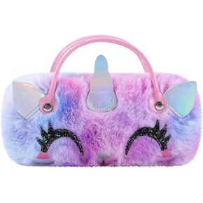 Women Girls Plush Cute Eyeglass Case Novelty Makeup Storage Bag Portable Sunglasses Pouch with Handle