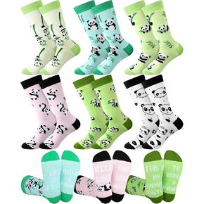 6 Pairs Novelty Animal Crew Socks for Women Girls Highland Cow Chicken Goose Llama Flamingo Christmas Funny Gifts