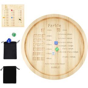 Farkle Dice Tray, Larger Size 12 inch Tray Dice Board Game for Family Gathering, Adults and Kids, Birthday Party, Children, 1 Sets Score Pad,18 Dice,4 Marker