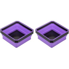 HARFINGTON 2Pcs Collapsible Magnetic Parts Tray Foldable Tool Trays Square Small Metal Parts Organiser for Fixing Screw Bolts Nuts Washers Pins, Orange