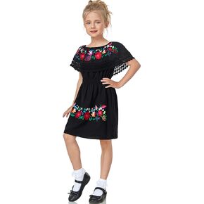YZXDORWJ Mexican Dress for Girls Embroidered Cinco de Mayo Dress Kids Fiesta Floral Vestidos Girl's Traditional Dress