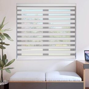 Zebra Blinds for Windows Dual Layer Windows Shades for Day and Night Easy to Install for Home and Office (White, 56" W×72" H)