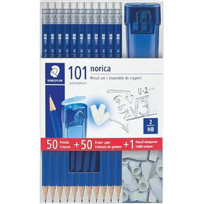 STAEDTLER Norica Pencil Set With Eraser Caps and Sharpener, 101ct