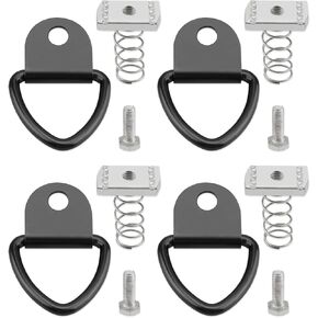 Truck Bed Rail Bolts Nuts Fit for Nissan Frontier 2005-2024 Titan 2004-2024 Utili-Track Bed Rail System Accessories, Tie Down Mount Cleats with D-Rings 4 Set