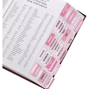 SKYDUE Bible Tabs, 100 Tabs, Laminated Bible Tabs for Women and Men, Bible Tabs for Study Bible, Bible Index Tabs, Bible Book Tabs, Bible Labels Tabs, Pink
