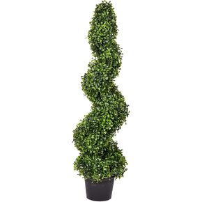 Vickerman Artificial Boxwood Topiary Spiral Tree 3 Foot Tall - Potted Natural Green Boxwood - UV Resistant Indoor Outdoor Home Patio Front Door Faux Decor