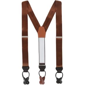 Trafalgar Men's Dutton Solid Color Silk Button End Braces (Suspenders)