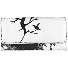 Rooster and flowers Slim Wallet for Women, Credit Card Holder Organizer Trifold Purses Handbag, Mother's Day Gifts