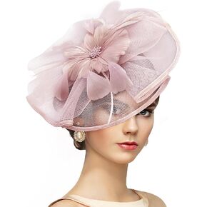 Vintage Tea Party Hat - 2024 Mesh Kentucky Fascinators Headband Flower Feather Derby Hats for Women Girls