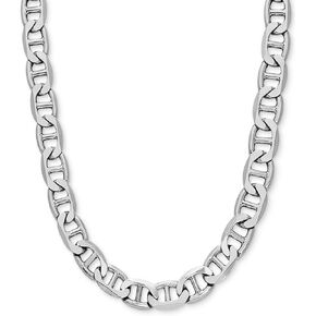 Savlano 925 Sterling Silver 10mm Italian Solid Flat Mariner Link Chain Necklace For Men & Women - Made in Italy Comes With a Gift Box