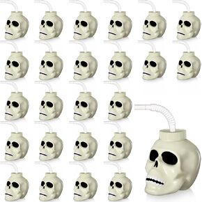 Umigy 24 Pcs Halloween Cup with Lids 10 oz Halloween Party Cups for kids Ghost Mummy Skull Shaped Cup with Lid and Straw for Gift Halloween Themed Party Favor Supplies(Mummy Shaped)