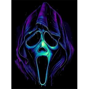 Generic DIY 5D Diamond Art Painting Kits for Adult, Horror Movie Screams Full Round Drill Cross Stitch Embroidery Kits for Home Wall Decor Gifts(12x16inch/30×40cm)