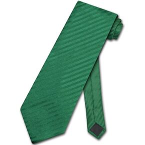 Vesuvio Napoli NeckTie EMERALD GREEN Vertical Stripes Design Men's Neck Tie