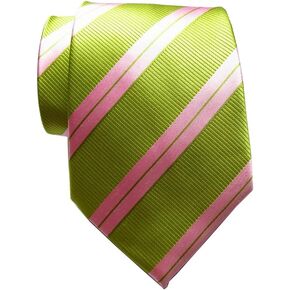 New Classic Striped Green Pink JACQUARD WOVEN Silk Men's Tie Necktie