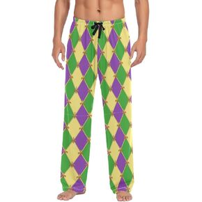 Mardi Gras Floral Pajama Pants Men's Pajama Bottoms Lounge Sleepwear PJs Casual Sleep Pants S
