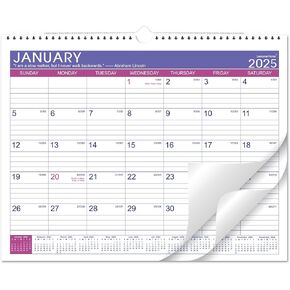 2025 Wall Calendar - Calendar 2025, Jan. 2025 to Jun. 2026, 15" x 11.5", Wall Calendar 2025 with Thick Paper + Hanging Hook with Julian Date - Purple
