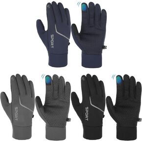Newcotte 3 Pairs Winter Lightweight Running Gloves Touch Screen Warm Glove Liners Cold Weather Thermal Gloves for Men Women (Classic, Nylon and Spandex)