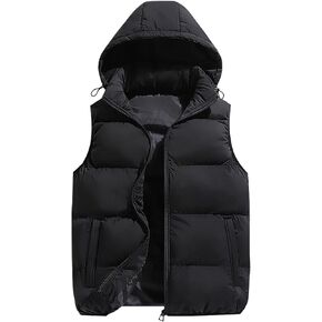 SEAUR Mens Puffer Vest Warm Down Zipper Lightweight Waterproof Sleeveless Coat Jackets with Pockets Hooded