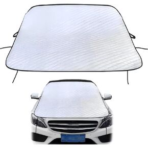 1 PC Car Half Car Cover Sun Visor, Windshield Cover Four Seasons Waterproof and Dustproof Portable Car Cloth, Outdoor Indoor Foldable Protective Cover, Universal for Most Cars (Silver)