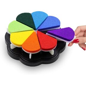 8 Colors Ink Pads for Rubber Stamps, DIY Color Hand Print Ink Pad, Petal Shape Stamp Pads for Card Making, Washable Stamp Pad, Multicolor Finger Print Ink Pads, Ink Stamps