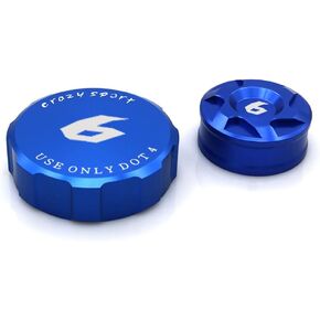 crazy sport Front Rear Brake Fluid Reservoir Cover Cap Fits For YAMAHA YZFR6 2009-2020 2002-2003 Motorcycle Accessories CNC With Logo (Blue)