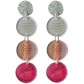 Disco Ball Dangle Earrings Colorful Acrylic Round 70s 80s Earrings Statement Mirror Ball Earrings Ballroom Bar Disco Dangle Drop Statement Earrings