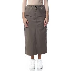 ESTEEZ Cargo Midi Skirt - Drawstring Waist - Flap Pocket - Back Slit - Cali Cargo