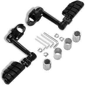 FOVPLUE Highway Peg Set,6" Adjustable Highway Bar Footpegs w/Mounts for Honda 1998-2000 GL1500,1997-2004 Valkyrie, GL1800,25-35mm,1'',1.25'',1.3'' Engine Guards/Tubing, Gloss Black