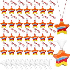 30 Pack Sand Art Bottle Necklaces for Kids Christmas Sand Art Craft Kit Fun Art Party Supplies Favors DIY Art Activity Group Include Clear Plastic Mini Funnels, Sand Not Included