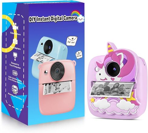 Instant Print Camera for Kids, Kids Camera for 3-12 Years Girls Boys | 32G SD Card & 300 Photos Paper, 48MP Photo 1080P Video, Christmas Birthday Gifts (Pink) in Saudi Arabia