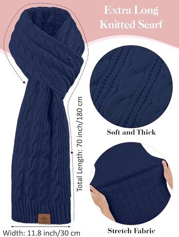 URATOT Winter Beanie Hat Scarf Gloves 3 in 1 Set for Women Fleece Lined Beanie Pompom Hat Touchscreen Gloves Long Scarf in Kuwait