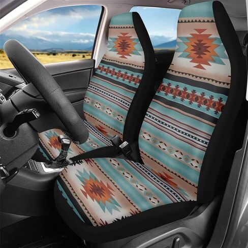 Navajo Native Western Car Seat Cover for Women 2 Piece High Back Vehicle Seat Protector, Aztec Tribal Bucket Car Seat Covers, Universal Fit for Auto Truck Van SUV in Kuwait