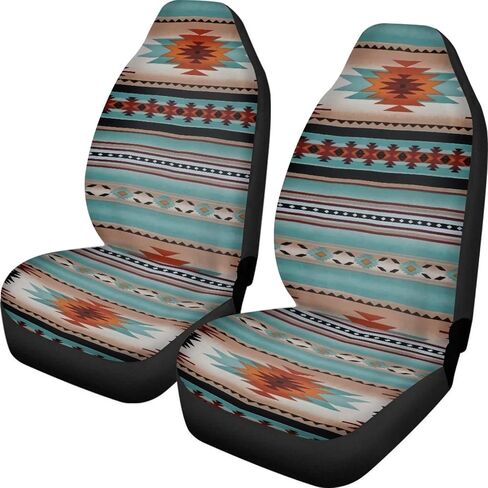 Navajo Native Western Car Seat Cover for Women 2 Piece High Back Vehicle Seat Protector, Aztec Tribal Bucket Car Seat Covers, Universal Fit for Auto Truck Van SUV in Kuwait