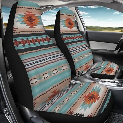 Navajo Native Western Car Seat Cover for Women 2 Piece High Back Vehicle Seat Protector, Aztec Tribal Bucket Car Seat Covers, Universal Fit for Auto Truck Van SUV in Kuwait