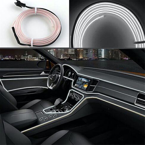 5 Meters Car Interior Lighting Auto LED Strip EL Wire Rope Auto Atmosphere Decorative Lamp Flexible Neon Light DIY in Kuwait
