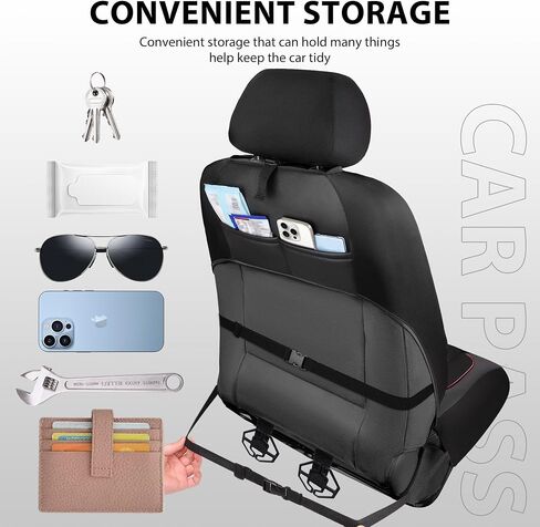 CAR PASS Leather Car Seat Covers Gel Wetsuit PU Front Seat Cover Waterproof EVA 2pcs All Weather Neoprene Universal Fit Pickup SUV Truck Sedan Automotive, Armrest Airbag Compatible, Rhombic Red Strips in Saudi Arabia