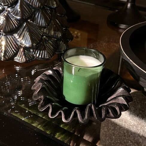 Black Marble Ruffle Bowl 6 Inches/Antique Marble Scallop Bowl/Small Jewellery Bowl/Catchall Bowl Vintage Ring Dish/Decorative Flower Bowl/HouseWarming Gift/Wedding Gifts/Urli in Kuwait