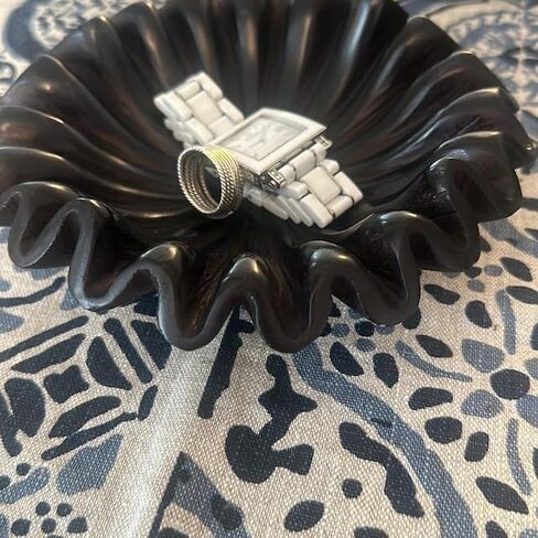 Black Marble Ruffle Bowl 6 Inches/Antique Marble Scallop Bowl/Small Jewellery Bowl/Catchall Bowl Vintage Ring Dish/Decorative Flower Bowl/HouseWarming Gift/Wedding Gifts/Urli in Kuwait